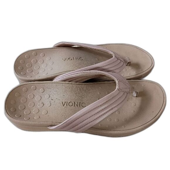 Vionic Women's Cream Flip-Flop Sandals 9 Casual Summer Lightweight Podiatrist - Picture 1 of 8